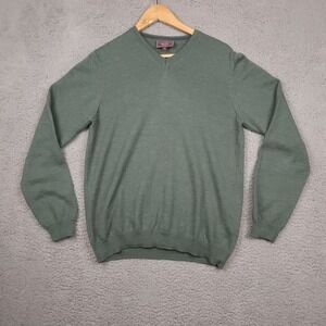 John‎ Lewis Sweater Mens Medium Green Merino Wool Made in Italy